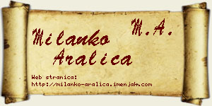 Milanko Aralica vizit kartica